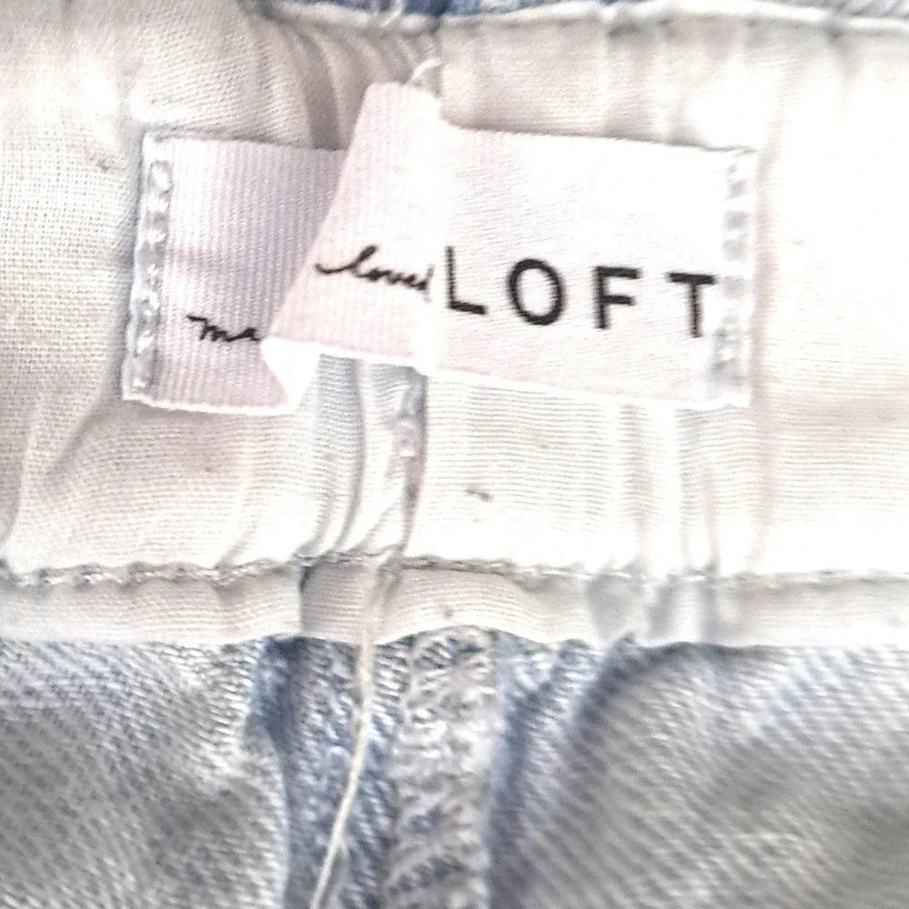 LOFT Paperbag Waist Jeans Women Blue Light Wash High Rise Button Fly Denim Pants